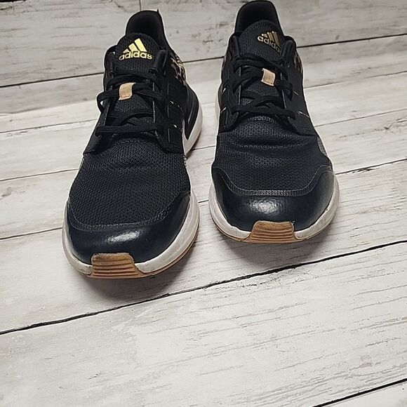 adidas RapidaSport Leopard Print Running Shoe Black Gold Metallic Women’s Size 6 - Picture 3 of 9